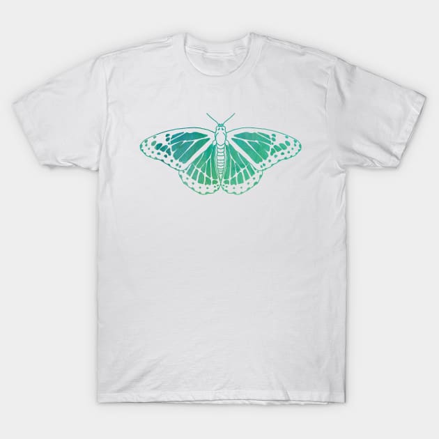 Butterfly Design in Blue and Green Paint Strokes Pattern 2 T-Shirt by PurposelyDesigned